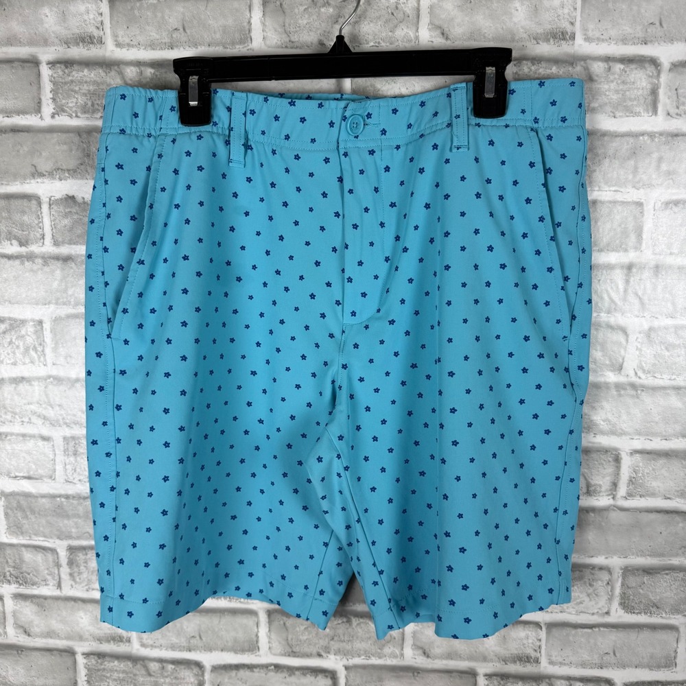 Under Armour Mens Golf Shorts Blue Floral Star Print Performance Size 36